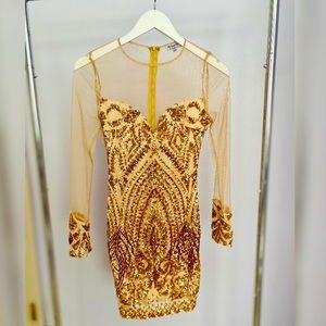 Fashion Nova NYE Party Gold Sparkle Dress